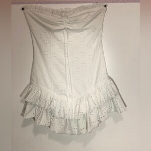 Cream Trumpet Mini Dress with Ruffled Tiers for Night Out